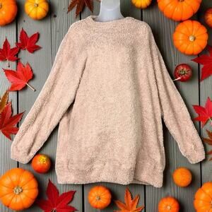 BP Women’s Medium Blush Pink Teddy Sweater Oversized Long Sleeve Tunic